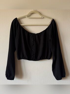 Off Shoulder Long Sleeve Crop Top